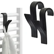 ER4 Kavljec Za Radiator, Kopalniški Obesek, Črn, Komplet 2 Kosa