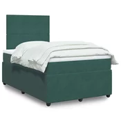 vidaXL vidaXL Box spring postelja z vzmetnico temno zelena 120x200 cm žamet, (21309850)