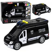 LEAN TOYS Policijski kombi SWAT, črn-bel, s lučmi in zvoki