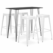 Greatstore 5-delni komplet barskega pohištva, črno-bela barva