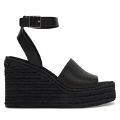 Espadrile Calvin Klein Wedge Espad 70 Aop Lth HW0HW03138 Črna