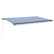Vidaxl Ročno zložljiva tenda 500x350 cm modra in bela
