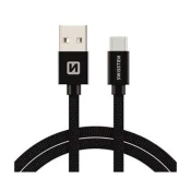 SWISSTEN USB/USB-C 2 m, tekstil, črna