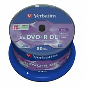 VERBATIM medij DVD+R 8x, Double Layer cakebox (43758), 50 kosov