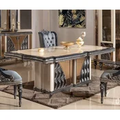 Casa Padrino luxury baroque dining table beige/black/gold - Rectangular baroque style kitchen table - Luxury baroque dining room furniture - Baroque dining room furniture - Baroque furnishings
