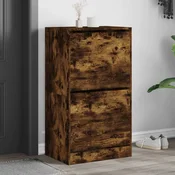 Vidaxl Omarica za čevlje z 2 predaloma dimljeni hrast 60x42x108 cm