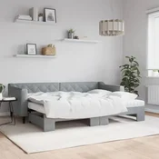 Dnevni krevet na razvlacenje svjetlosivi 80 x 200 cm od tkanine