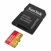 Memorijska kartica SANDISK, Extreme QuickFlow microSDXC, 128 GB, SDSQXAA-128G-GN6AA, A2 class 10 V30 UHS-I U3 + SD adapter