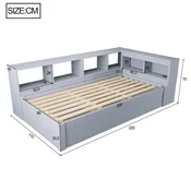 SONNENH Enojna postelja, 90 x 200 cm, MDF, siva, 220 x 110 x 70 cm, led osvetlitev, za spalnico