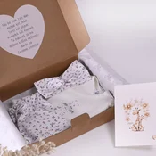Darilni paket za dojenčka z zajčkom hlače, bodi na preklop in trak