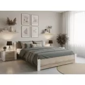 Ljubki dom Postelja IKAROS 160 x 200 cm bela/hrast sonoma Posteljno dno: Lamelno posteljno dno, Vzmetnica: Vzmetnica Somnia 17 cm