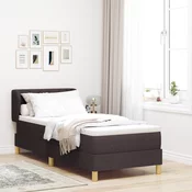 vidaXL vidaXL Postelja z vzmetnico - Temno rjava, 80x200 cm, Tkanina, (22083931)
