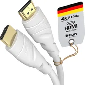 slomart KABELDIREKT 4K HDMI kabel, 15m, bel, za PS5, Blu-ray, Xbox, Switch