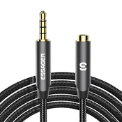Audio 3.5 mm male to female AUX kabel Essager - 5m - crni