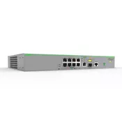 Allied Telesis 8 x 10/100T POE+ ports and 1 x combo ports (100/1000X SFP or 10/100/1000T Copper), Fixed AC power supply, EU Power Cord (AT-FS980M/9PS-50)