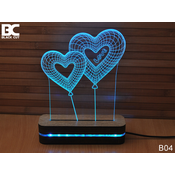Black Cut 3D Lampa Srce Baloni Svetlo plava