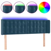 Vidaxl LED posteljno vzglavje temno modro 147x16x78/88 cm žamet