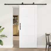 vidaXL Drsna vrata Bela in črna 83 x 202 cm Trdna borovina