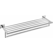 Obešalnik za brisače in polica BETA, 655 x 120 x 215 mm, kromast - Kromasta - 655.00 - 144 - Kromirana medenina - Vijaki/lepilo - Kvadratna - Bemeta - BETA - 655x120x215 mm - Obešalnik za brisače