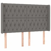 Vidaxl Vzglavje z ušesi temno sivo 163x16x118/128 cm blago