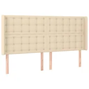 Vidaxl Vzglavje z ušesi krem 203x16x118/128 cm blago
