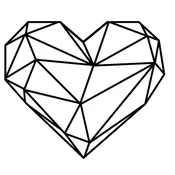 Wallxpert Zidna dekoracija Heart 1, 47x40cm, Crna