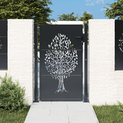 vidaXL Vrtna vrata antracitna 105x155 cm jeklena oblika drevesa