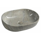 Keramični umivalnik DALMA, 59 x 42 x 14 cm, grigio - Siva - Keramika - Umivalnik za namestitev na polico - Stojalo - Ne