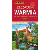 Compass Srednja Warmia. 1:75.000. Lidzbark Warmiński, Bartoszyce in okolica. Turistična karta. Kompas