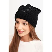 Kesi Womens winter hat with wool and embellishment with studs K480 black