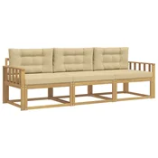 Set vanjskih sofa s jastukom 3 pcs Bijela i bež Poliester