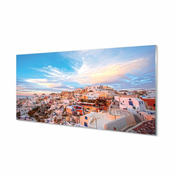 tulup.si Stenska plošča za kuhinjo Grčija panorama mesta sončnem zahodu 120x60 cm