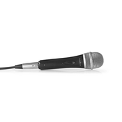 Nedis Žični mikrofon / kardioida/ snemljiv kabel 5 m/ 600 Ohm/ -72 dB/ jack 6,35 mm/ stikalo/ ohišje/ kovina/ črna/siva