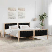 Krevetna konstrukcija Crna 160 x 200 cm Cvrsto borovo drvo