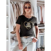 T-shirt damski z misiem TEDDYCAP czarny Dstreet