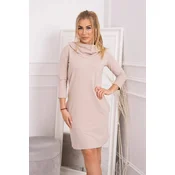 Dress with hood and pockets in beige color