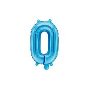 PartyDeco Folija balon številka 0 moder 35 cm
