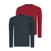 DOUBLE SET T8588 DEWBERRY ROUND NECK MENS SWEATSHIRT-BURGUNDY-ANTHRACITE