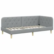 Vidaxl Kotna postelja Svetlo siva 100 x 200 cm blago
