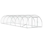 vidaXL Hiša za kokoši Srebrna 600 x 150 x 100 cm Pocinkano jeklo
