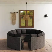 8-dijelni set vrtnih sofa od poliratana s jastucima sivi