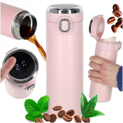 WOWO Termo lonček z nastavkom in LED prikazom temperature 420 ml roza
