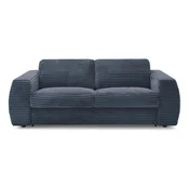 Temno modra sedežna garnitura za spanje/raztegljiva iz rebrastega žameta 240 cm Hugo – Bobochic Paris