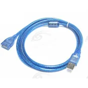 Kabl USB muški na USB ženski 3m, Plavi