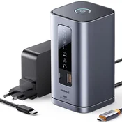 Hub postaja Baseus Spacemate Series 11v1 USB-C - 2x USB-C, 3x USB-A, 2x HDMI, 2x DisplayPort, 1x RJ45, 1x 3.5mm jack, PD100W, Triple 4K Display, 10Gbps - space grey