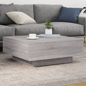 vidaXL Klubska mizica z LED lučkami siva sonoma 80x80x31 cm
