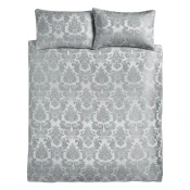 Siva podaljšana posteljnina za zakonsko posteljo iz damasta 230x220 cm Damask Jacquard – Catherine Lansfield