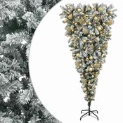 Vidaxl Umetna božična jelka z bučko 180 cm 300 LED Toplo bela
