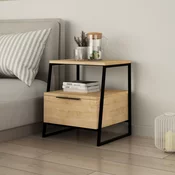 Hanah Home Noćni ormarić Pal 45x50x41cm Hrast-Crni