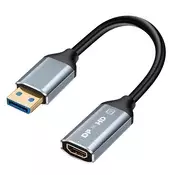 LINQ LinQ, Adapter DisplayPort moški na HDMI ženski 4K 60Hz z mini kablom, Siva, (5000191889)